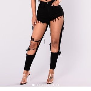fashion nova black ripped shorts